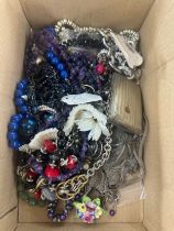 Box of vintage costume jewellery