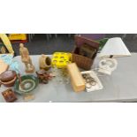 Selection of assorted vintage miscellaneous to include pottery, glassware, binoculars etc