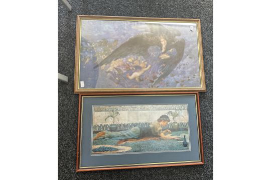 Two framed prints to include ' Blue Mosaic by Edward Matthew Hale 1852-1924' and ' Night with her - Image 1 of 3