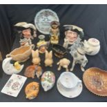 Selection of vintage pottery miscellaneous to include Royal Doulton character jugs, Aynsley, etc
