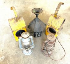 Selection of vintage lamps includes road lamps minors lamp and porch