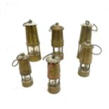 Selection of vintage miniature brass ships lanterns and one brass and copper stamped Sir Humphry