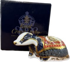 Royal Crown Derby paperweight, moonlight badger , with box