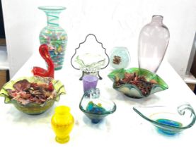 Large selection of vintage and later glass ware includes Gozo glass, vasaline glass etc