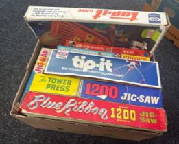 Selection of vintage games and jigaws to include Top-it etc