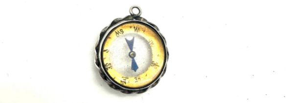 Hallmarked silver compass pocket watch fob