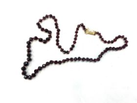 Antique vintage garnet necklace with 9ct gold clasp weight 35.6 grams