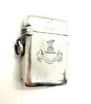 Silver vesta case with family crest. silver hallmarks for Birmingham 1894