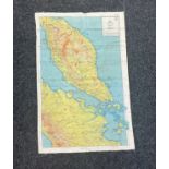 WW2 Pilot pow escapee silk map Thailand Malaya measures approx 25 inches wide by 37 inches tall