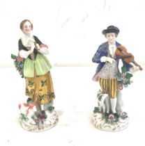 A pair of Edme Sampson figurines 19th century with gold anchor marks to the rear measures approx 7