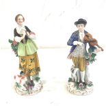A pair of Edme Sampson figurines 19th century with gold anchor marks to the rear measures approx 7