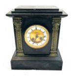 Vintage marble two key hole mantel clock with pendulum by the Goldsmith and Silversmith company