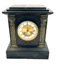 Vintage marble two key hole mantel clock with pendulum by the Goldsmith and Silversmith company