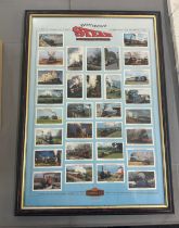 Framed vintage Britains Steam Railway set of collectors cigarette cards by Castella Panatellas frame