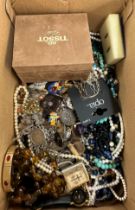 Box of vintage costume jewellery