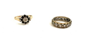 Two 9ct gold stone set ladies dress rings includes small diamond, total weight 4.6 grams