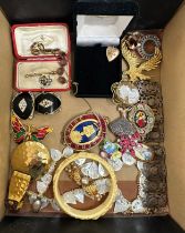 Box of vintage costume jewellery