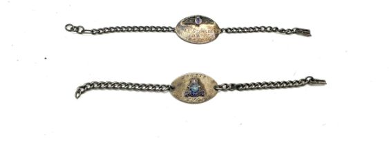 Two silver RAF identity bracelets, silver and enamel