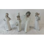 Selection of 4 Lladro figures includes girl with basket, angle etc
