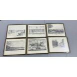 Selection of vintage black and white framed prints of Worchester to include Race course and grand