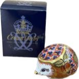 Royal Crown Derby paperweight, hedgehog, with box