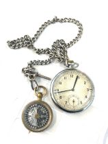 Vintage pocket watch/ compass and a silver albert chain