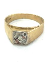 Gents 9ct gold diamond set ring, weight approximately 4.8g