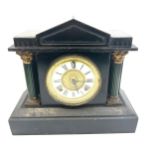 Ansonia USA clock and co New York 2 Keyhole slate / marble mantel clock, with pendulum, no key,