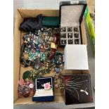 Box of vintage costume jewellery