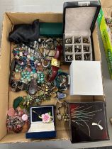 Box of vintage costume jewellery