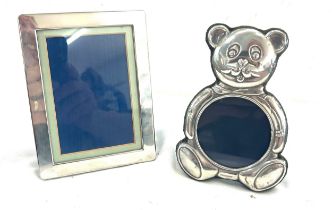 2 Vintage silver photo frames includes teddy bear etc