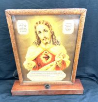 Vintage religious light up picture measures approximately 20 inches tall 18 inches wide