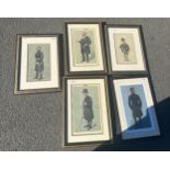 Five vintage framed signed prints by Vincent Brooks Day & Son Ltd largest measures approx 21