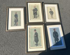 Five vintage framed signed prints by Vincent Brooks Day & Son Ltd largest measures approx 21