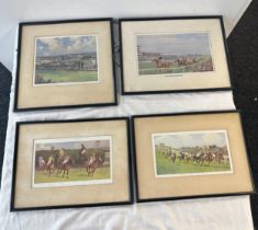 4 Framed signed jockey prints includes Barbara Sheafner etc frame measurement 13 x 13 inches