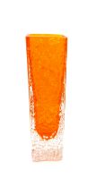 Original vintage orange Whitefriars glass vase height 16.6cm