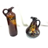 2 Vintage Dewars whiskey bottles, height of tallest 10.5 inches