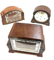 Selection of vintage mantel clocks all three key hole two with pendulum- all untested spares and