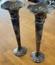 Pair of silver flower vases, weight approximately 158grams