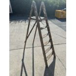 Pair of vintage wooden step ladders made by victor