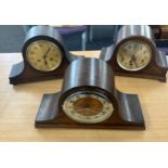 Three vintage mantel clocks 1, 2 and 3 key hole all untested
