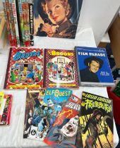 Large selection of vintage childrens annuals, learning story books, comics etc