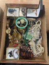 Box of vintage costume jewellery