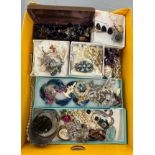 Box of vintage costume jewellery