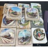 Selection of Steam way and rail way Davenport collectors plates and some Wedgwood collectors plates