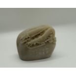 Antique Chinese carved white Jade boulder depicting two crayfish, size 8cm by 6.5cm, weight 290g