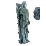 Oriental old man soap stone sculpture on plinth measures approx 19 inches tall