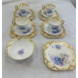 Four vintage Shelley trio sets with sugar bowl and small sandwich plate