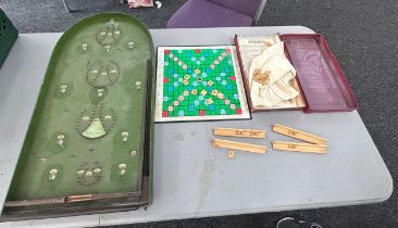 Vintage scrabble and pin ball board