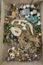 Box of vintage costume jewellery